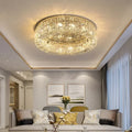 Plafonnier rond en cristal LED, doré ou argenté, quatre tailles, doré