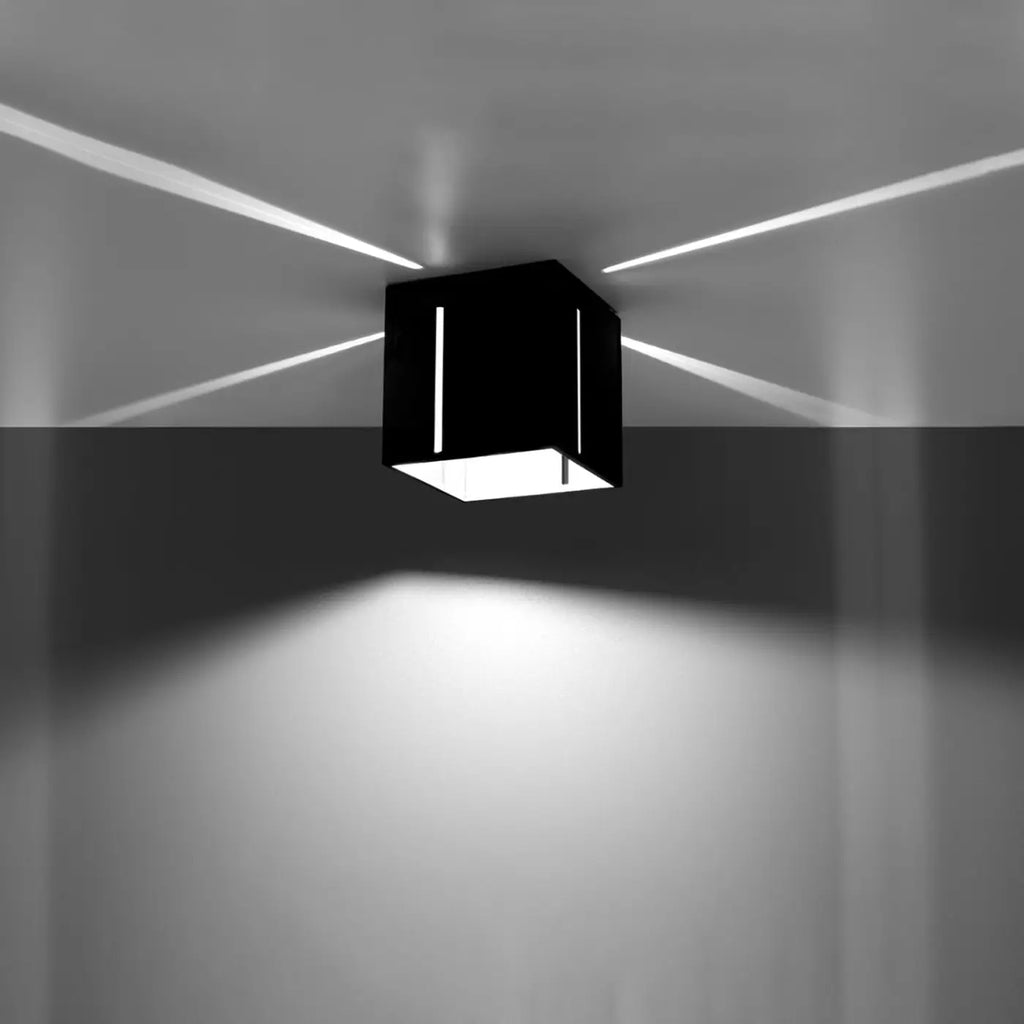 Plafonnier cube en aluminium à fentes lumineuses, 10 cm