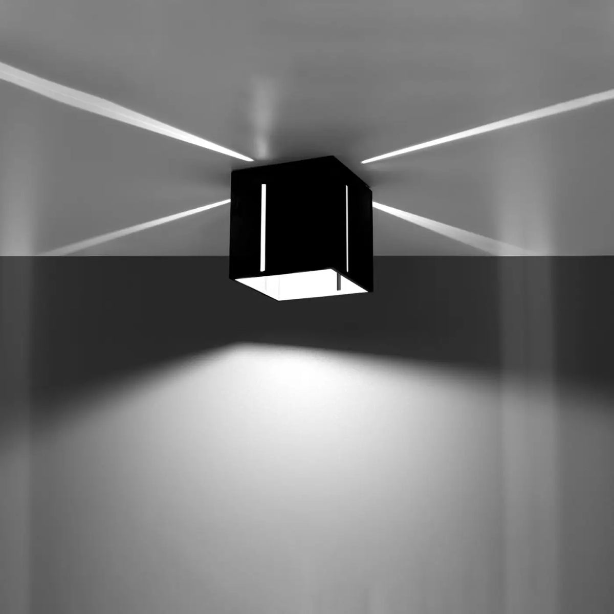 Plafonnier cube en aluminium à fentes lumineuses, 10 cm
