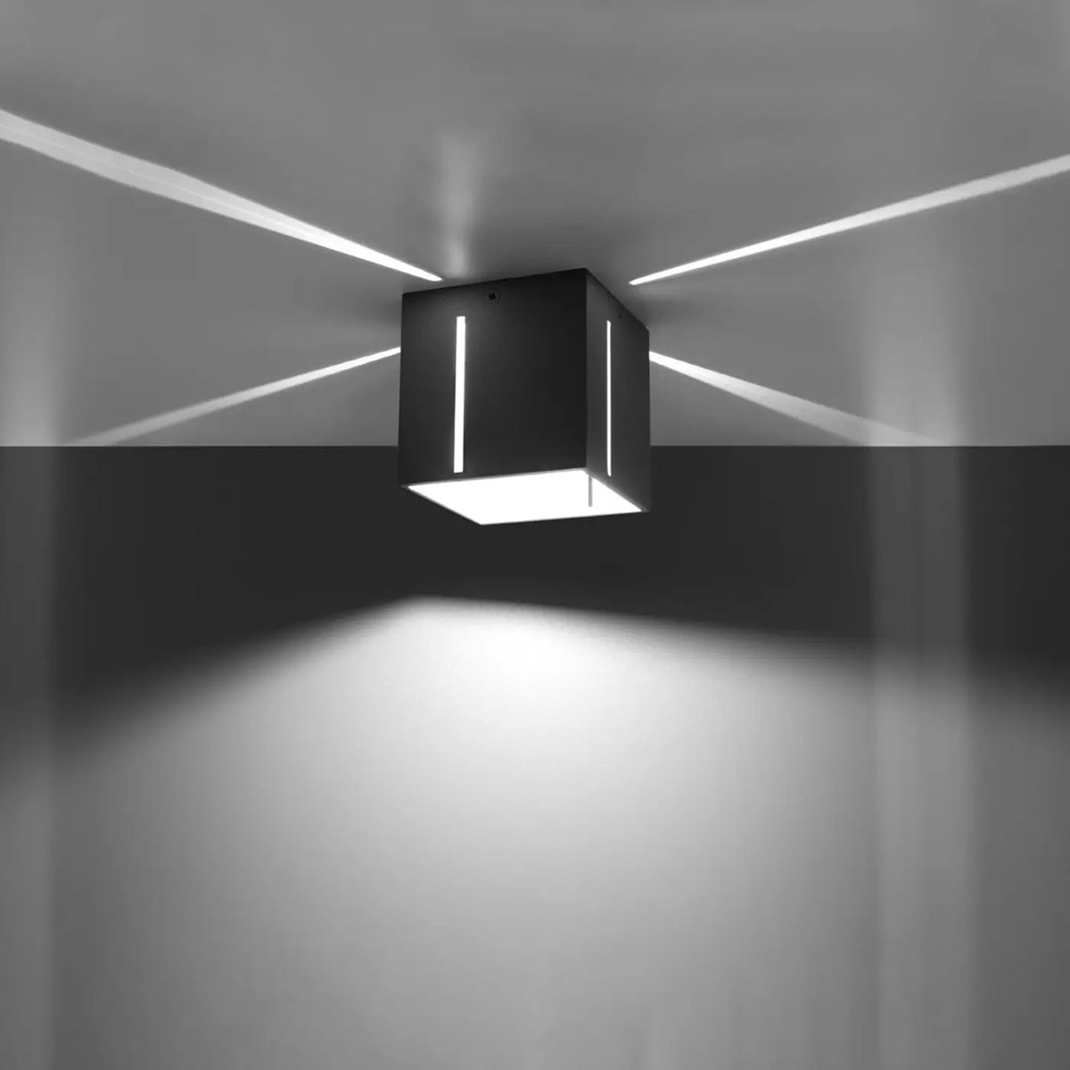 Plafonnier cube en aluminium à fentes lumineuses, 10 cm