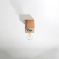Plafonnier cube en bois ou béton gris, ampoule apparente E27, bois naturel