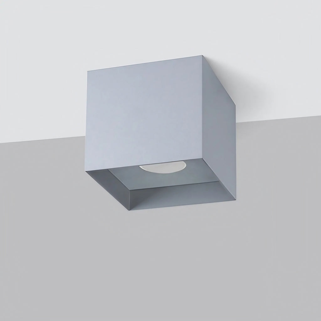 Plafonnier cube en aluminium gris mat, spot en saillie GU10