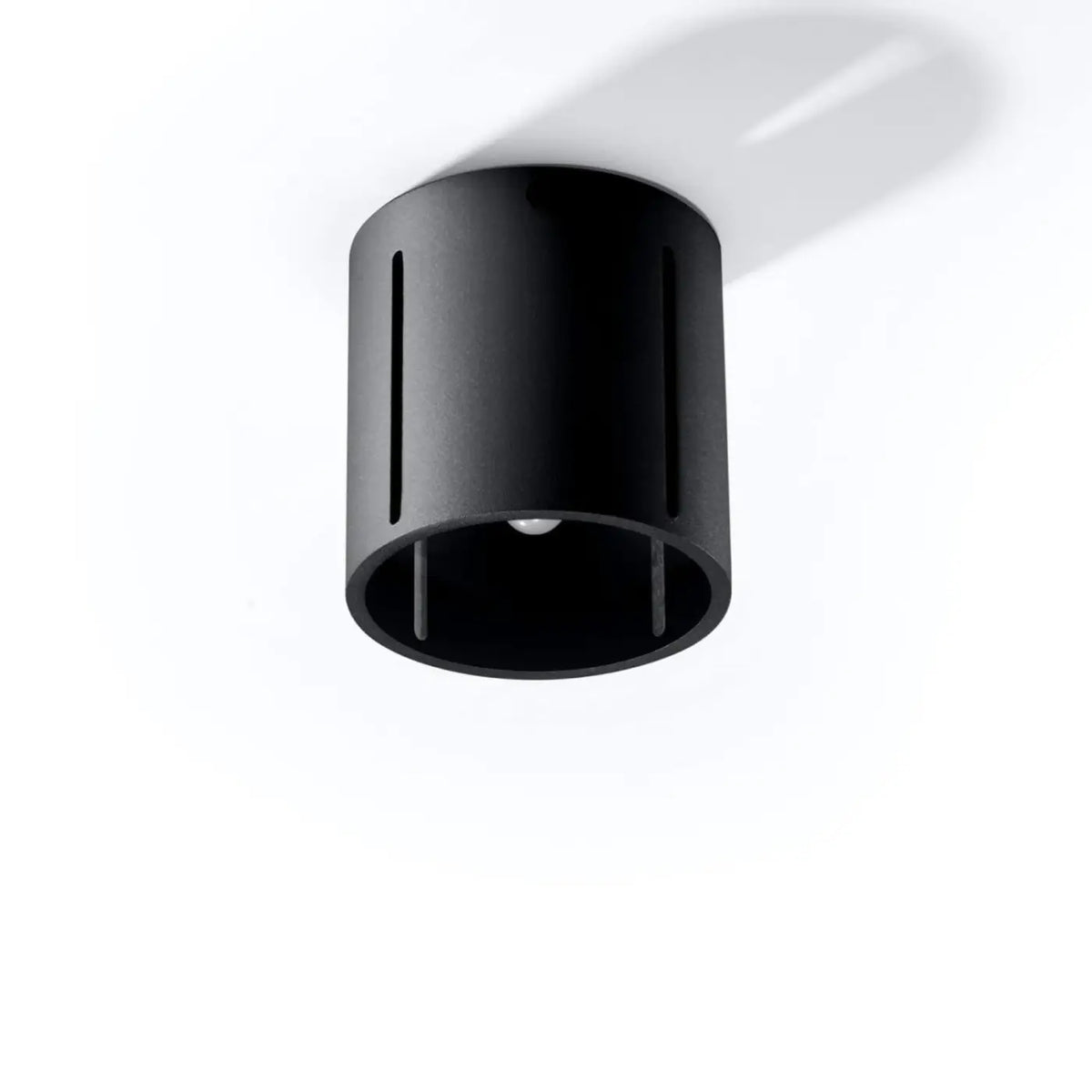 Plafonnier cylindre en aluminium à fentes verticales, 10 cm, noir