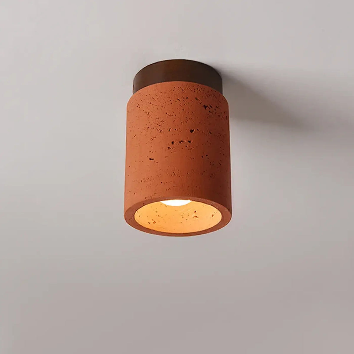 Plafonnier cylindrique en béton, couleur terre