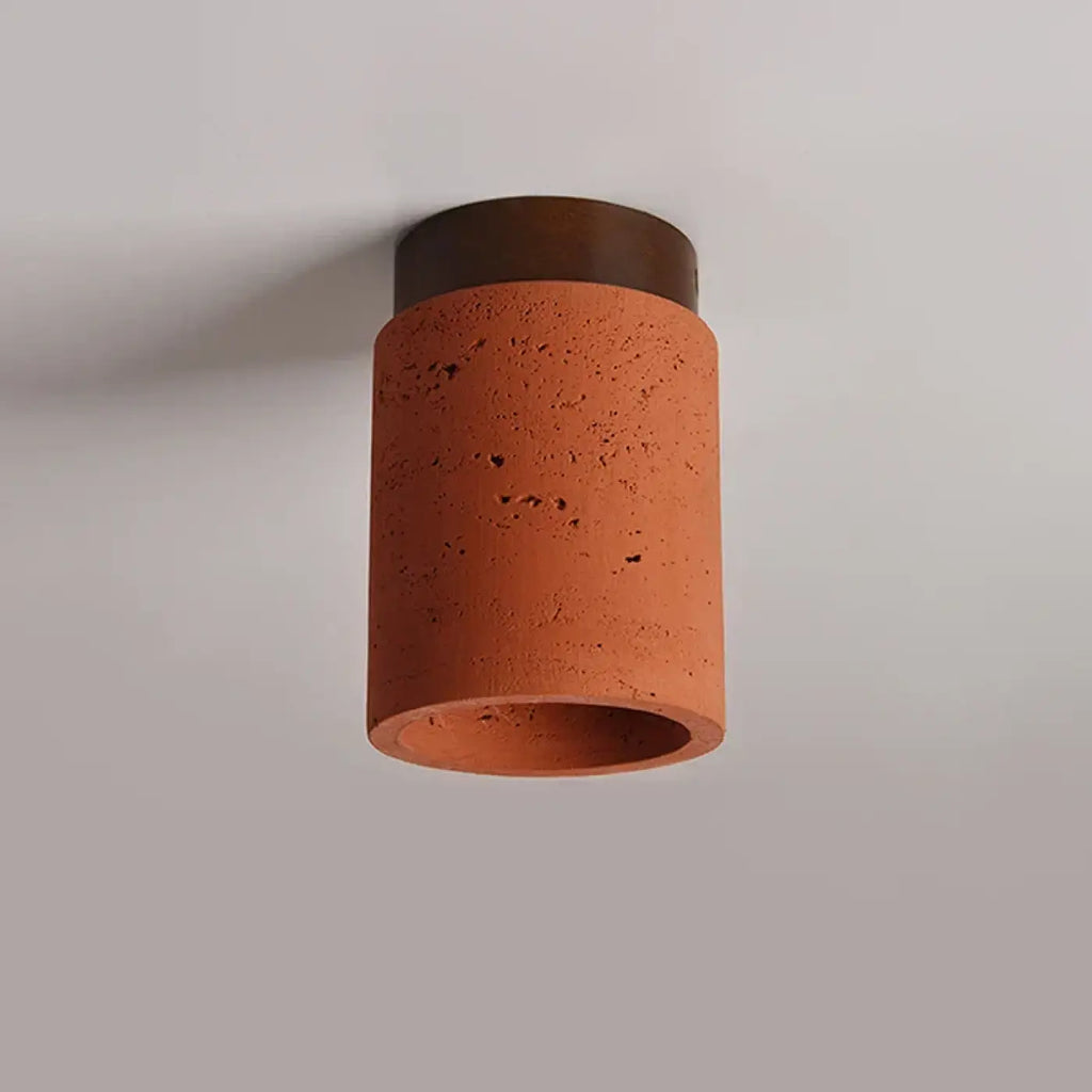 Plafonnier cylindrique en béton, couleur terre