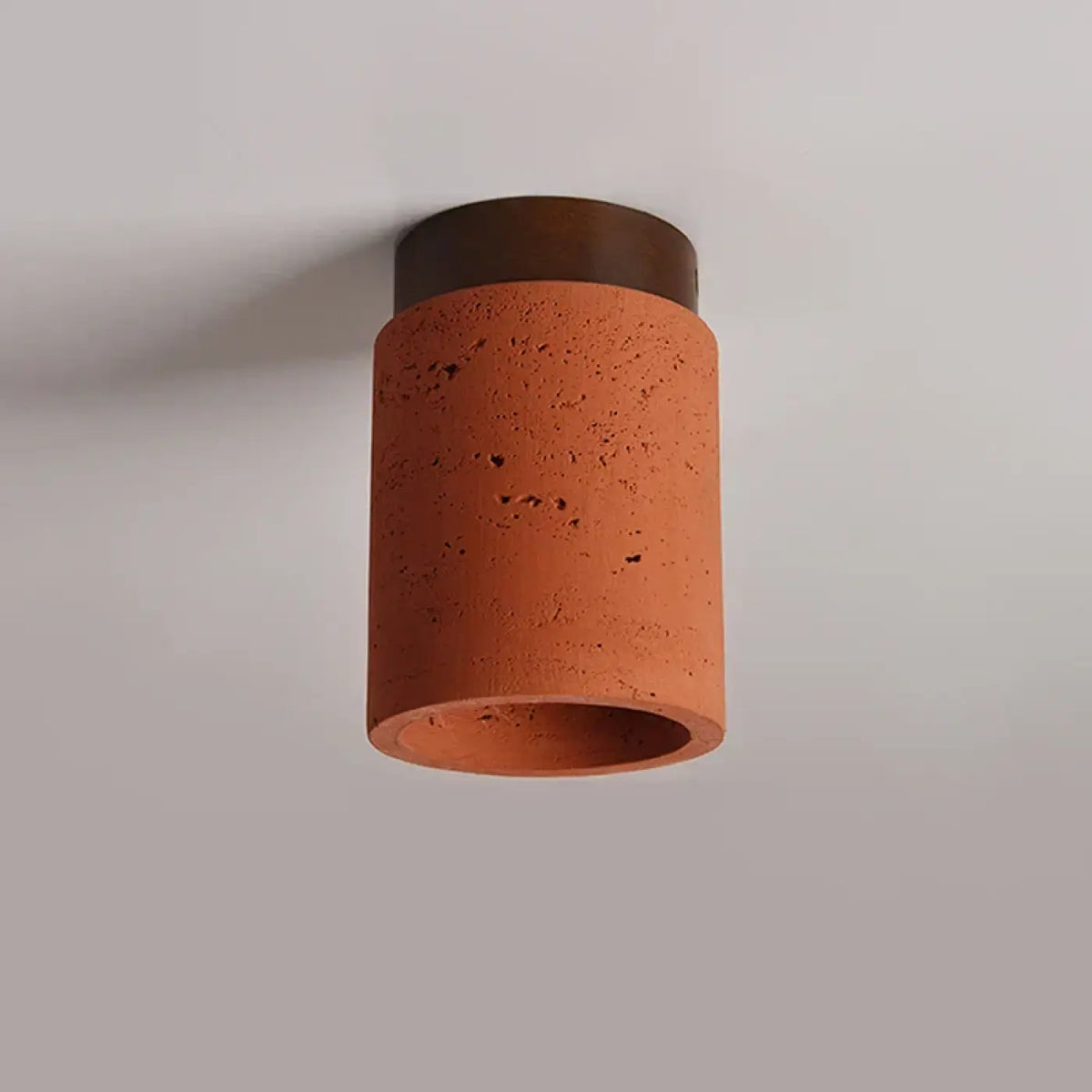 Plafonnier cylindrique en béton, couleur terre