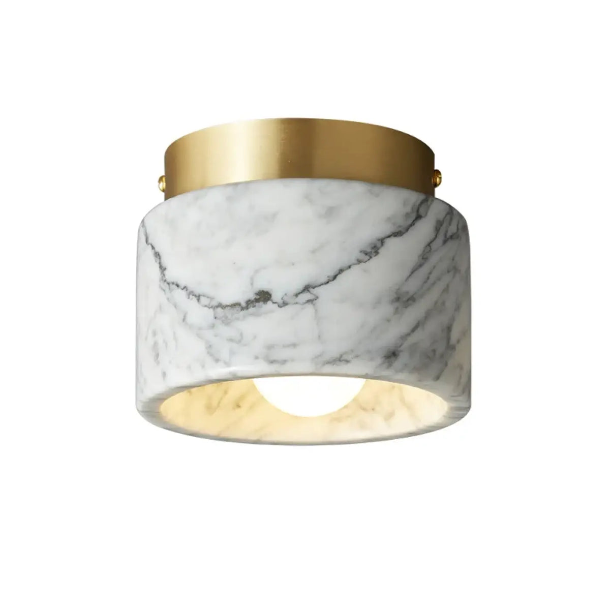 Plafonnier cylindre en marbre et métal doré, vert ou blanc