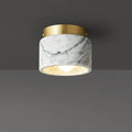 Plafonnier cylindre en marbre, finition laiton, blanc ou vert, blanc