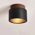 Plafonnier cylindre en marbre et noir mat, ligne épurée
