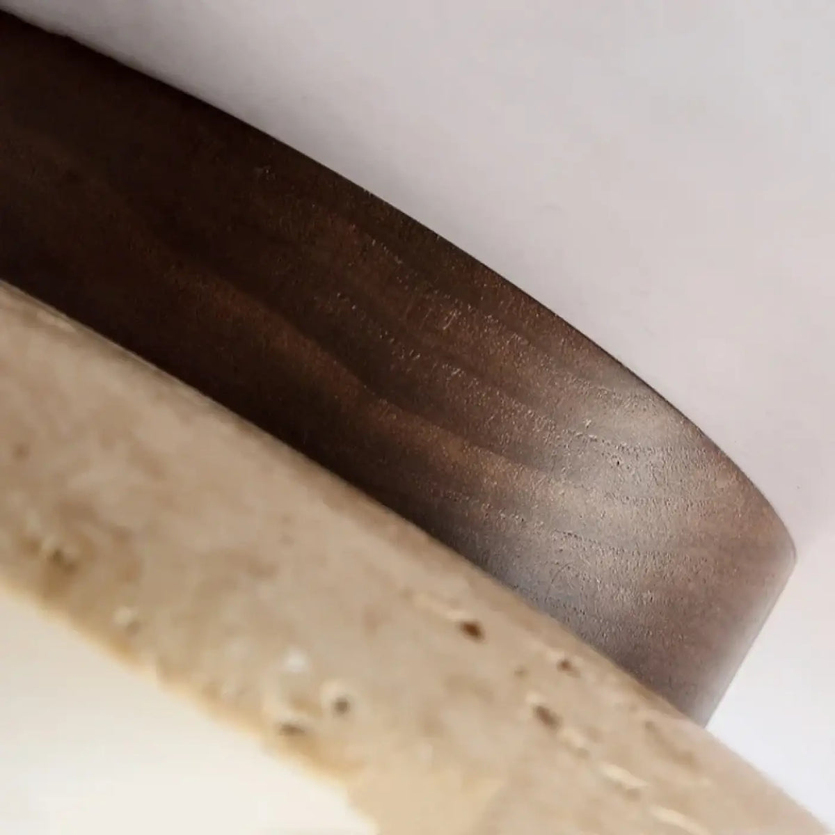 Plafonnier cylindre en pierre et bois, beige ou marron