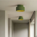Plafonnier cylindre strié rétro, vert, blanc ou beige, vert