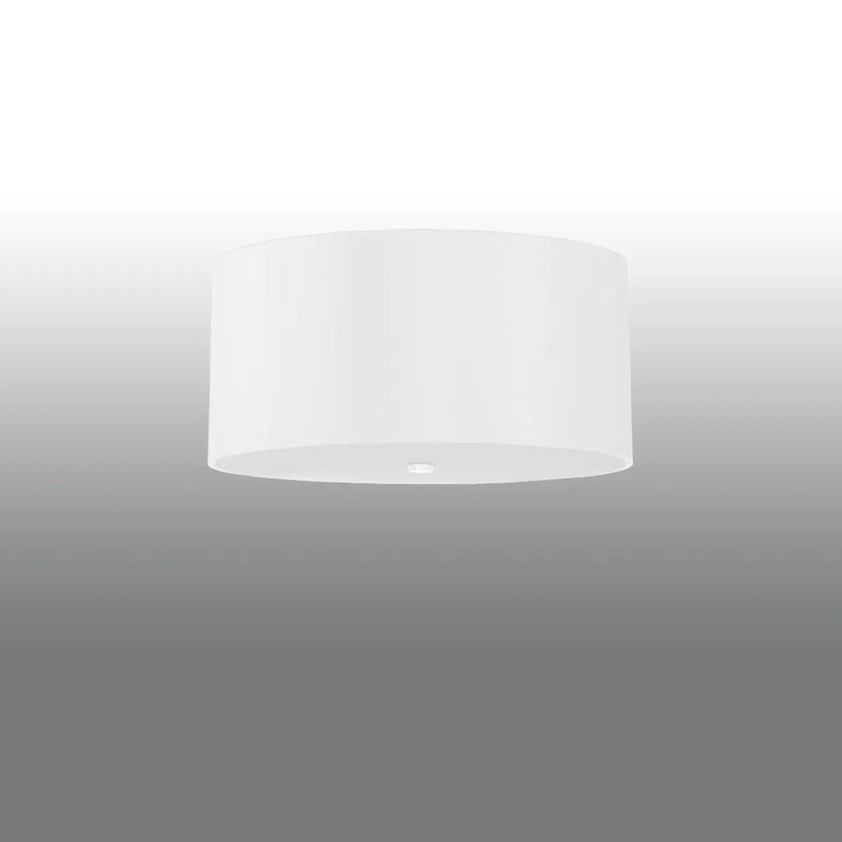 Plafonnier cylindrique en tissu blanc et verre, 50 cm, 5 ampoules