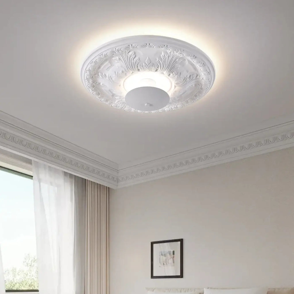 Plafonnier blanc décoratif de style classique, tailles S, M et L