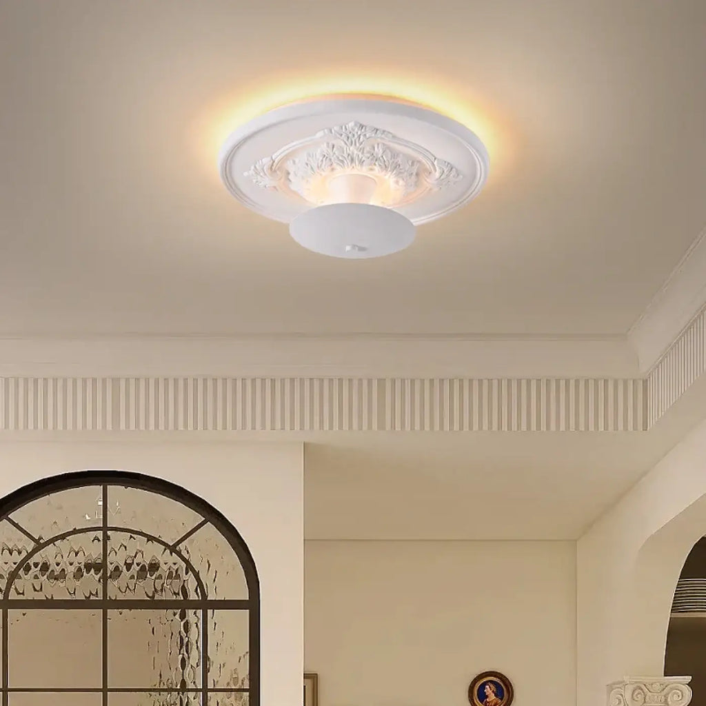 Plafonnier blanc décoratif de style classique, tailles S, M et L