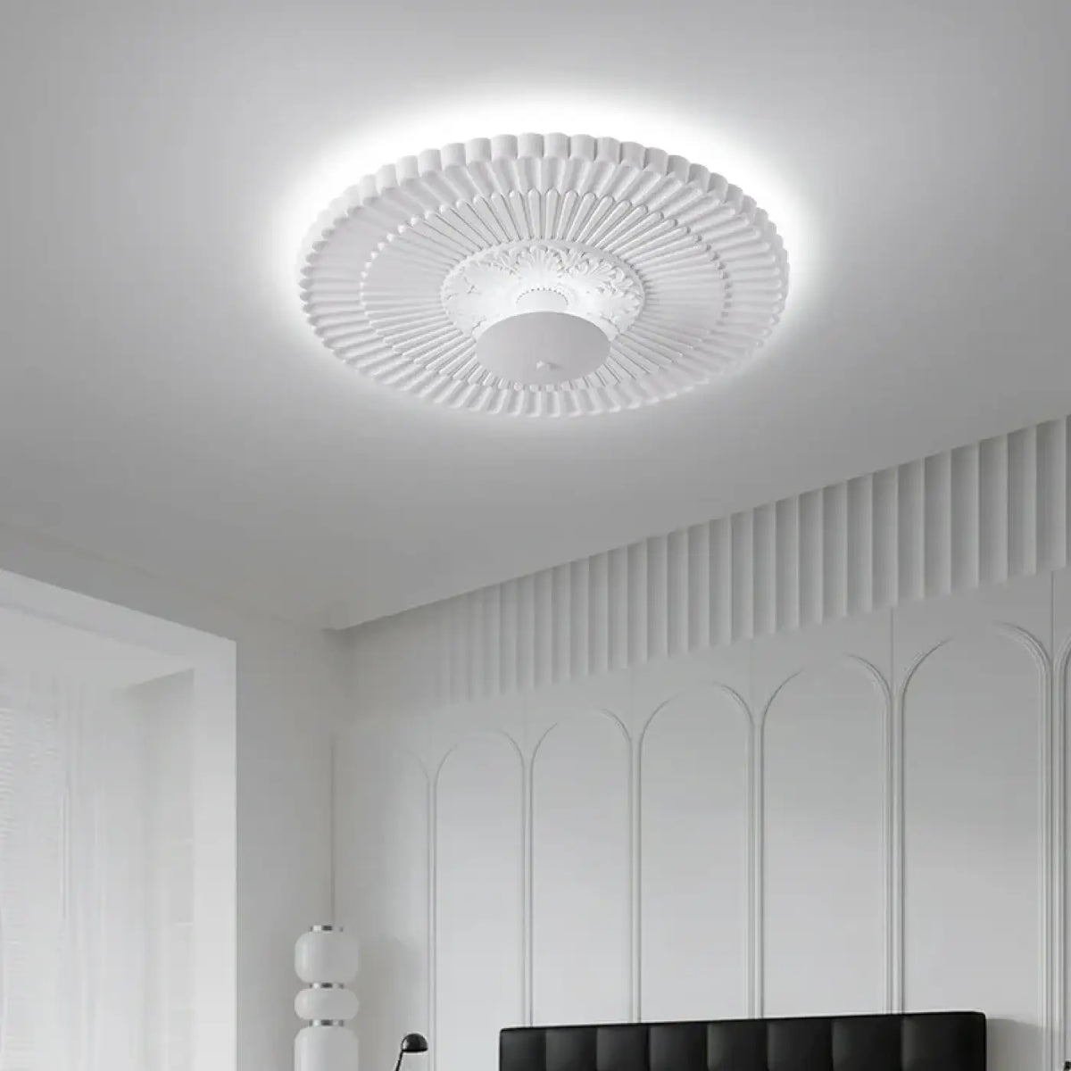 Plafonnier blanc décoratif de style classique, tailles S, M et L