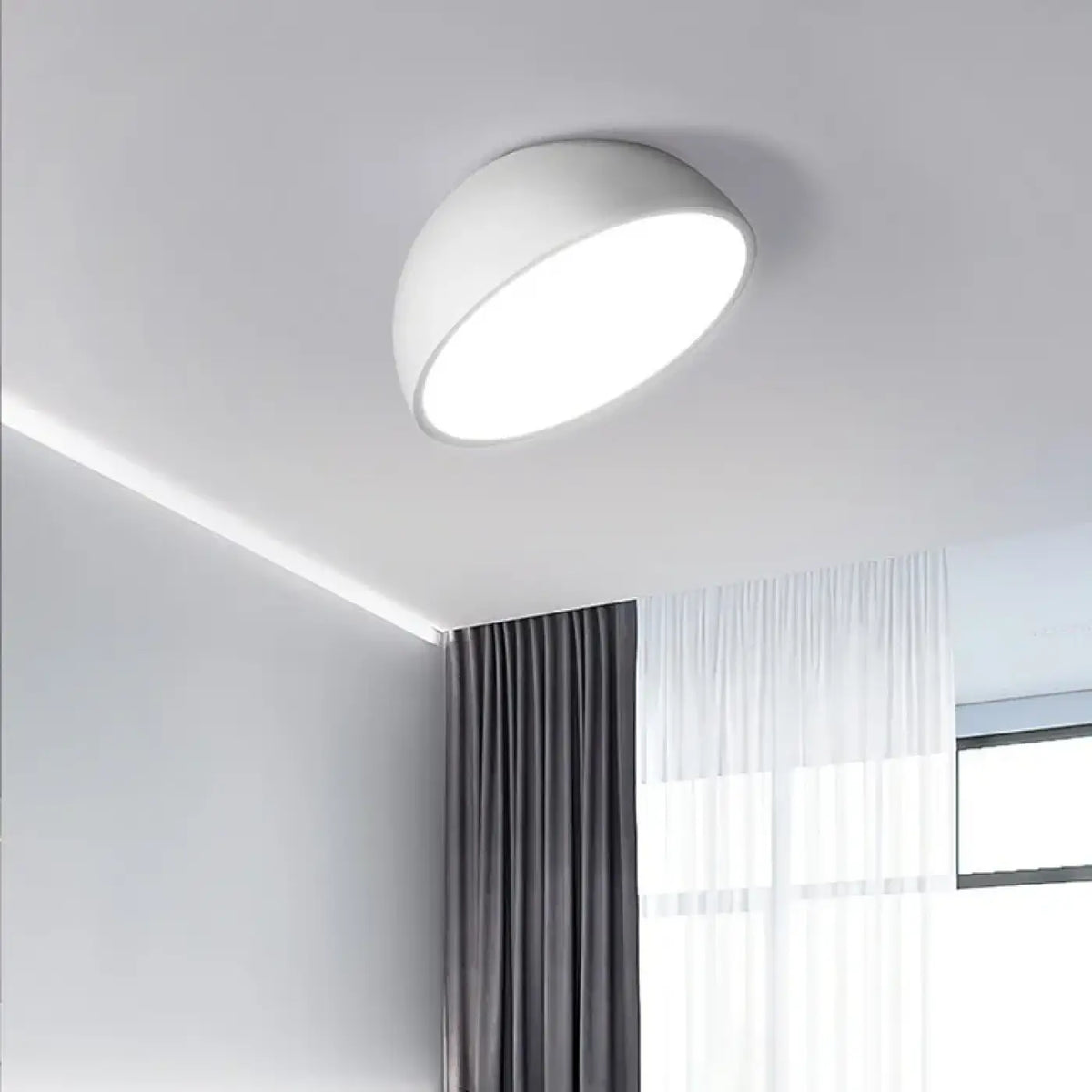 Plafonnier LED demi-sphère, blanc ou noir, tailles S et M, blanc