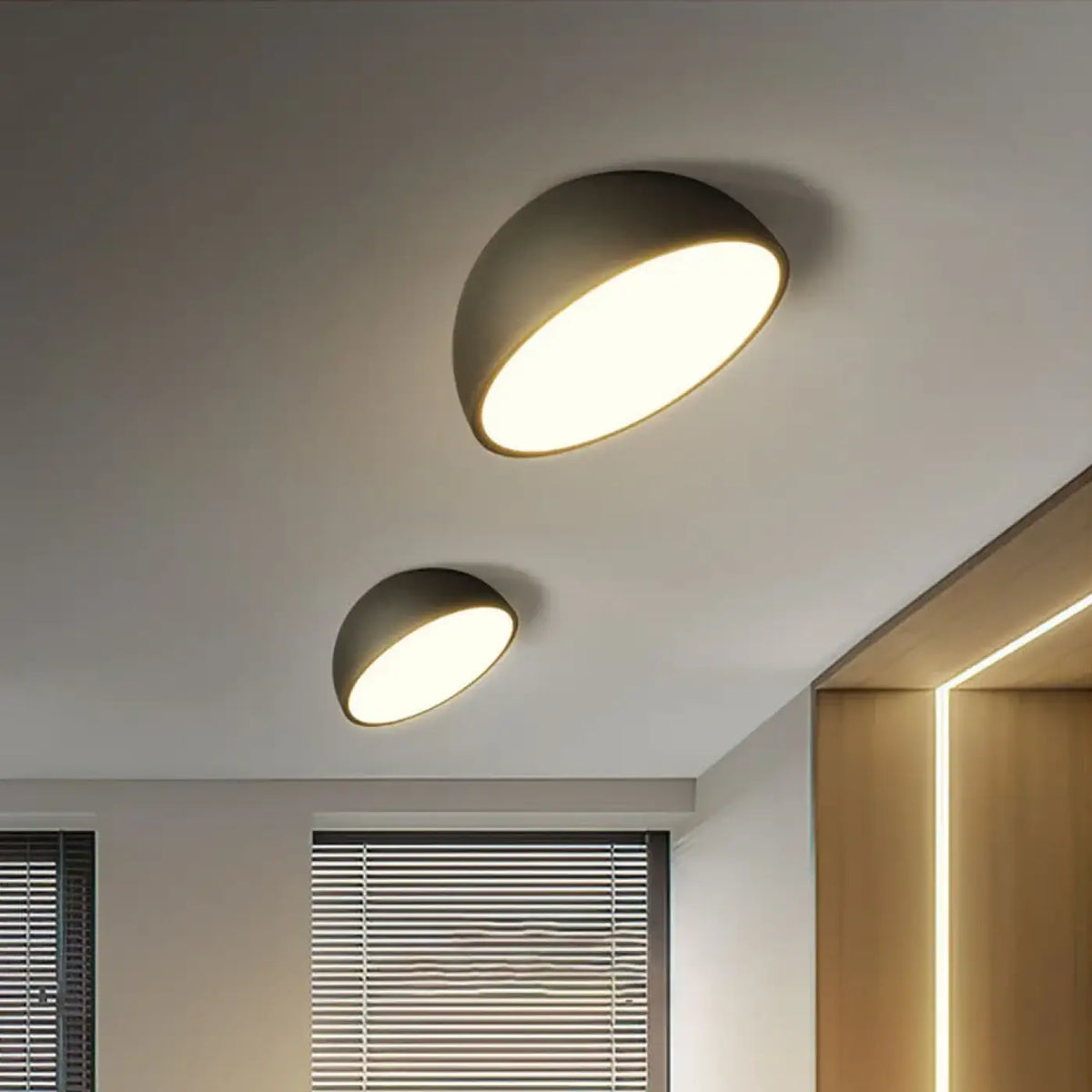 Plafonnier LED demi-sphère, blanc ou noir, tailles S et M, noir