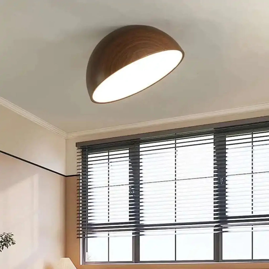 Plafonnier LED demi-sphère en bois, trois coloris, tailles S à XL