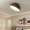 Plafonnier LED demi-sphère en bois, trois coloris, tailles S à XL, marron