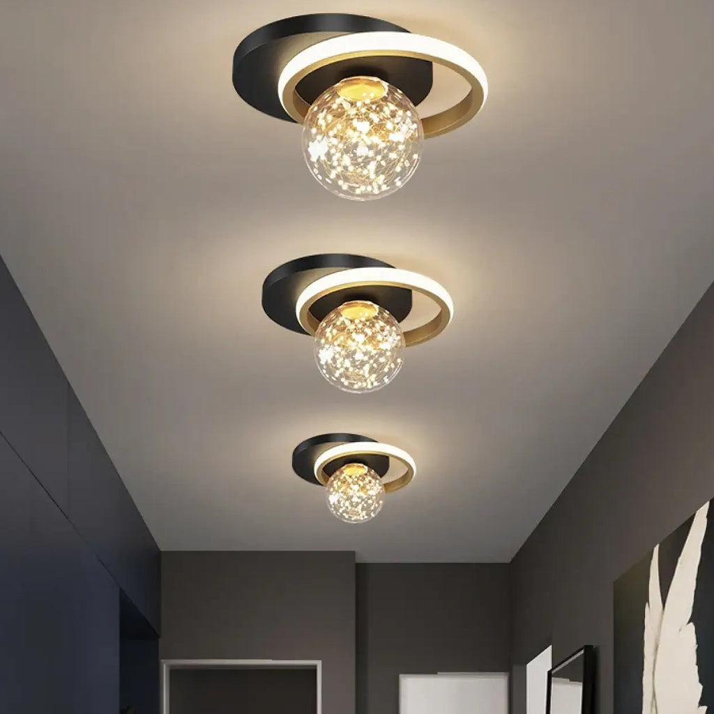 Plafonnier design à boule de cristal, lumière tamisée