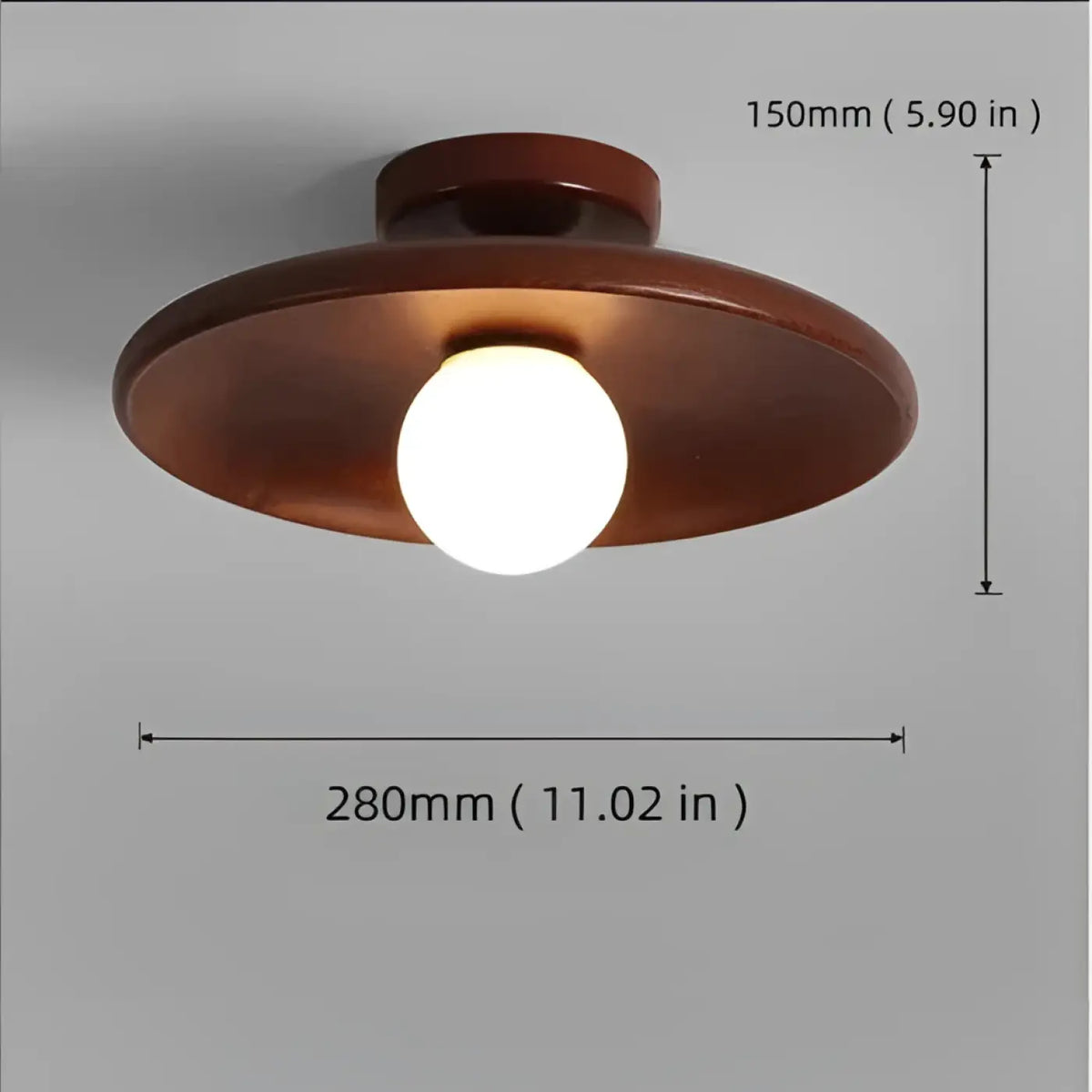Plafonnier LED en bois teinte noix et fer, quatre modèles
