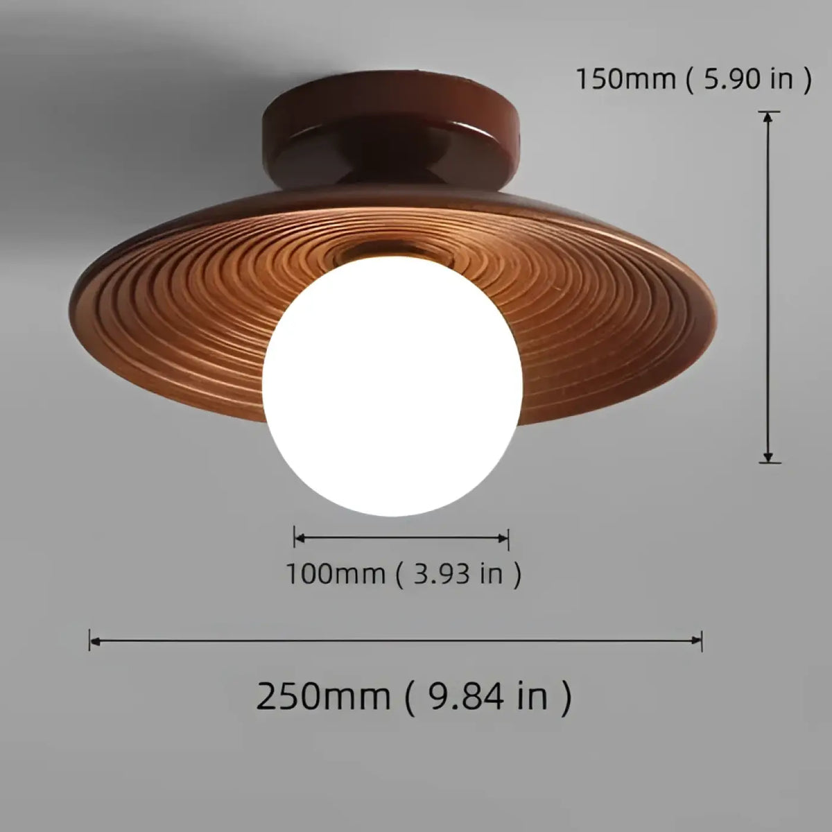 Plafonnier LED en bois teinte noix et fer, quatre modèles