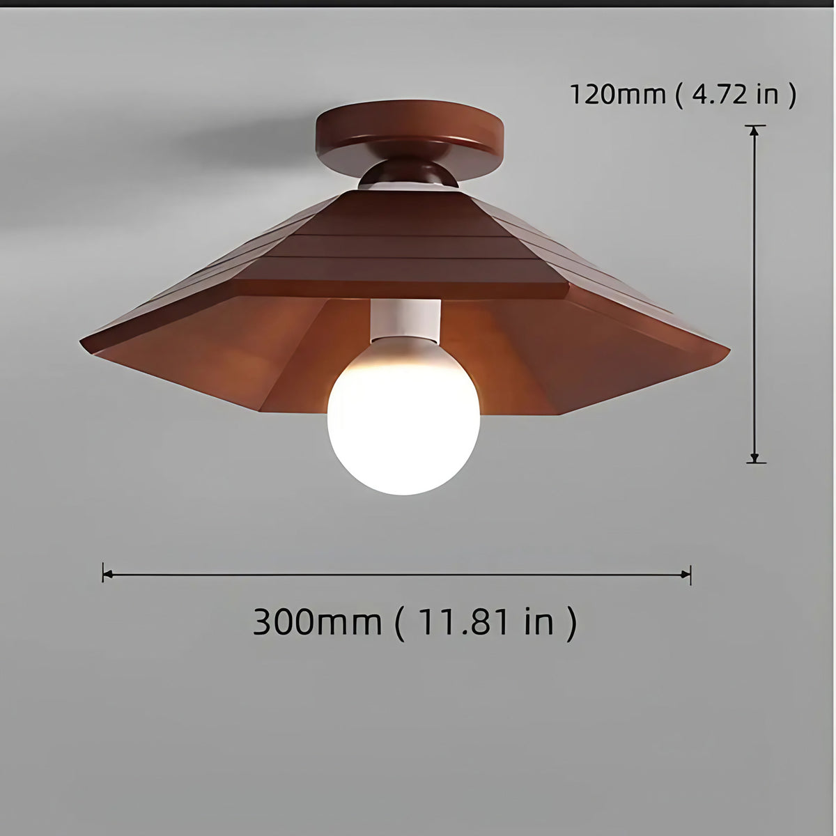 Plafonnier LED en bois teinte noix et fer, quatre modèles