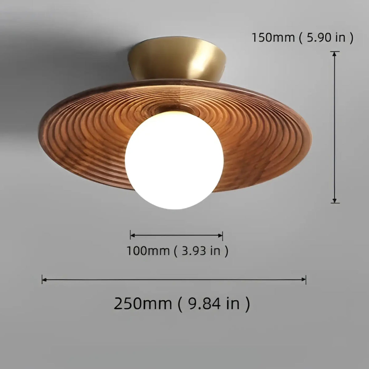 Plafonnier LED en bois teinte noix et fer, quatre modèles
