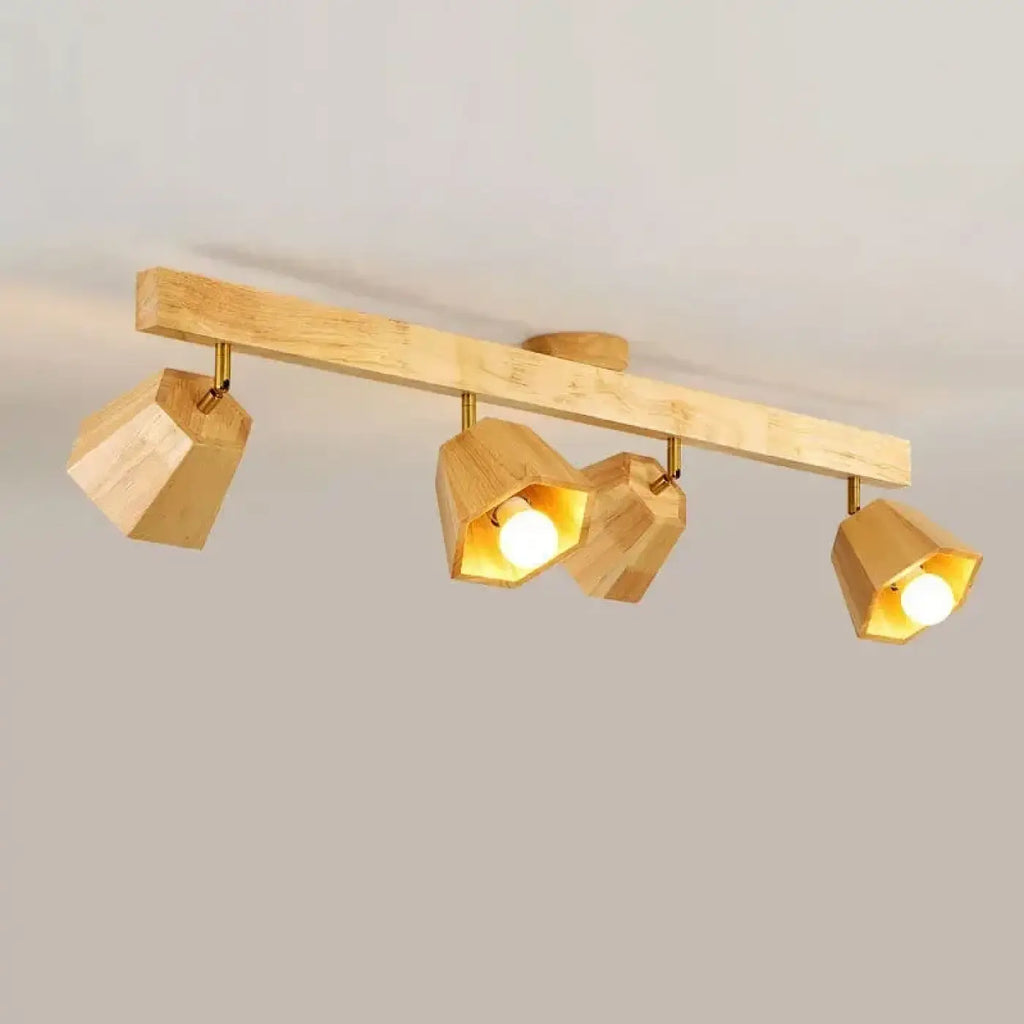 Plafonnier spots LED orientables sur bois, une à quatre têtes