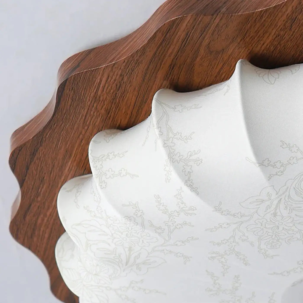 Plafonnier lanterne en bois et tissu, style vintage, trois tailles