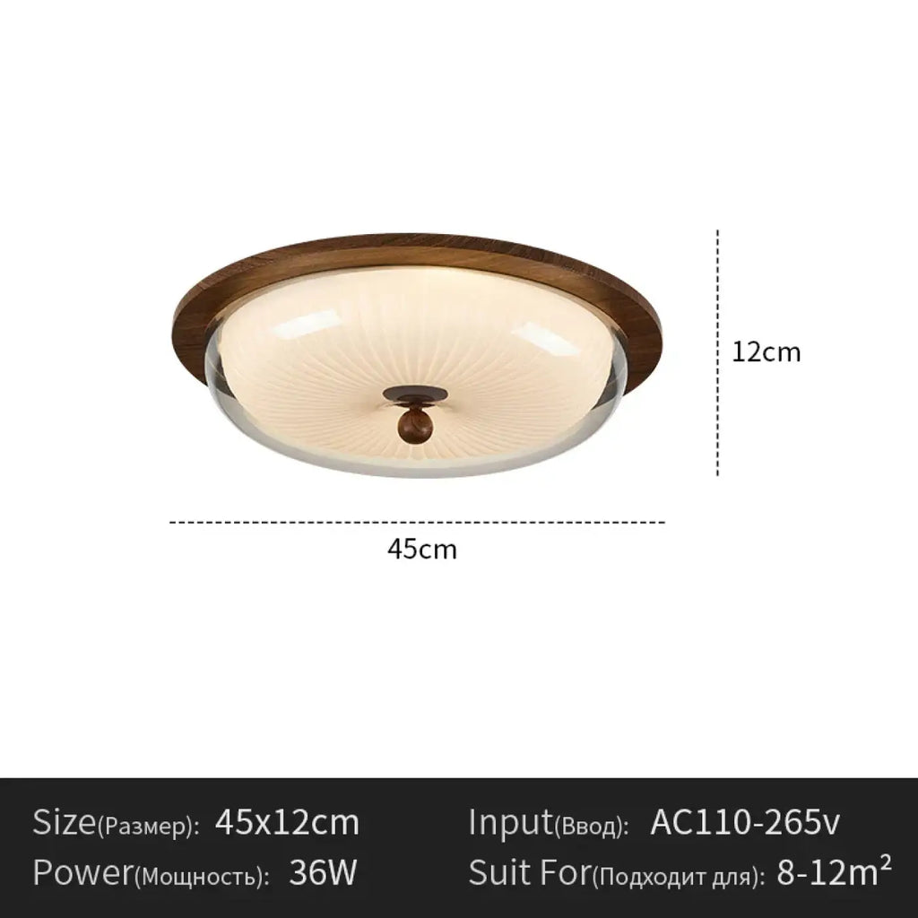 Plafonnier moderne en bois et verre, tailles S et M