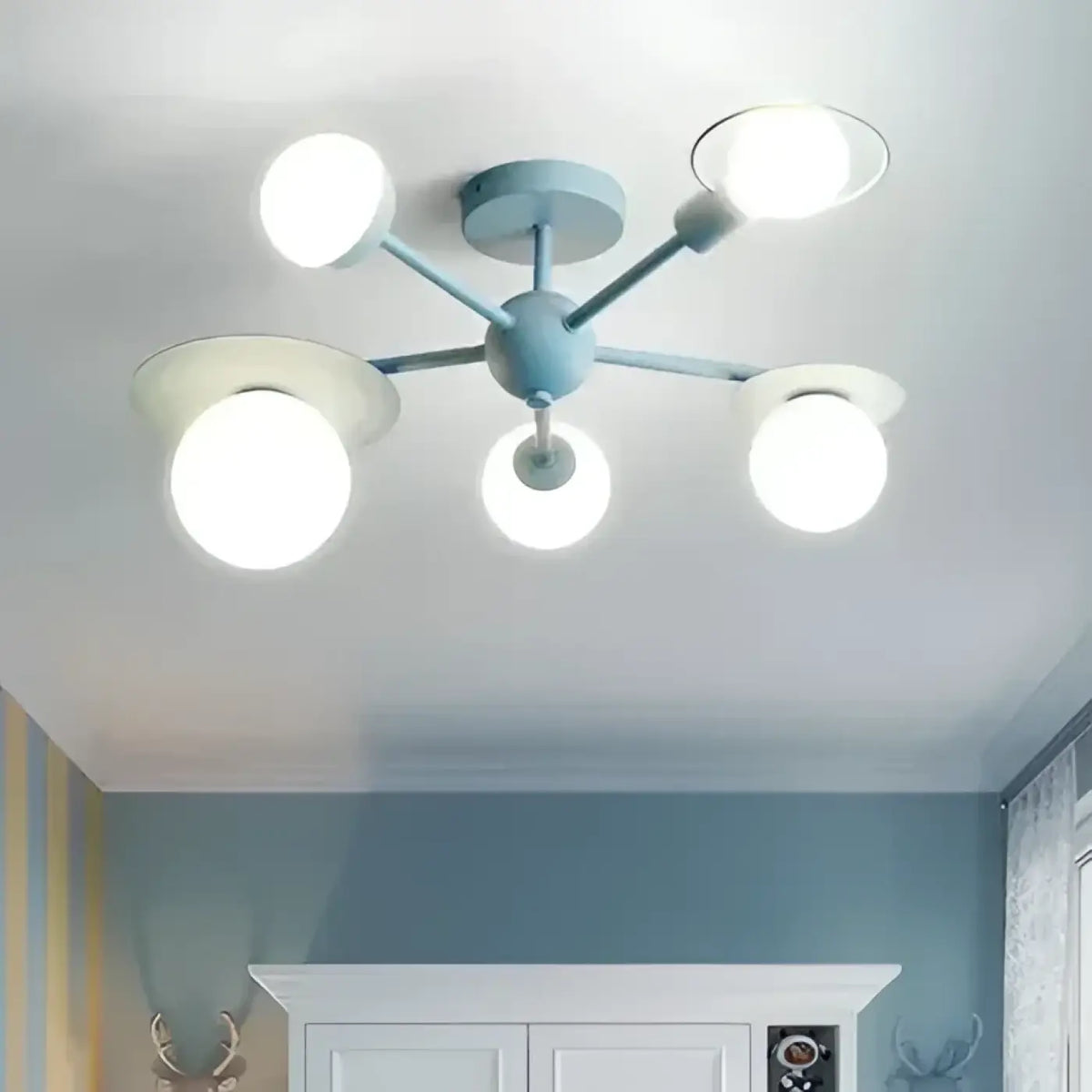 Plafonnier à boules lumineuses pour chambre d'enfant, bleu
