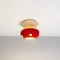 Plafonnier champignon rouge sur base en bois