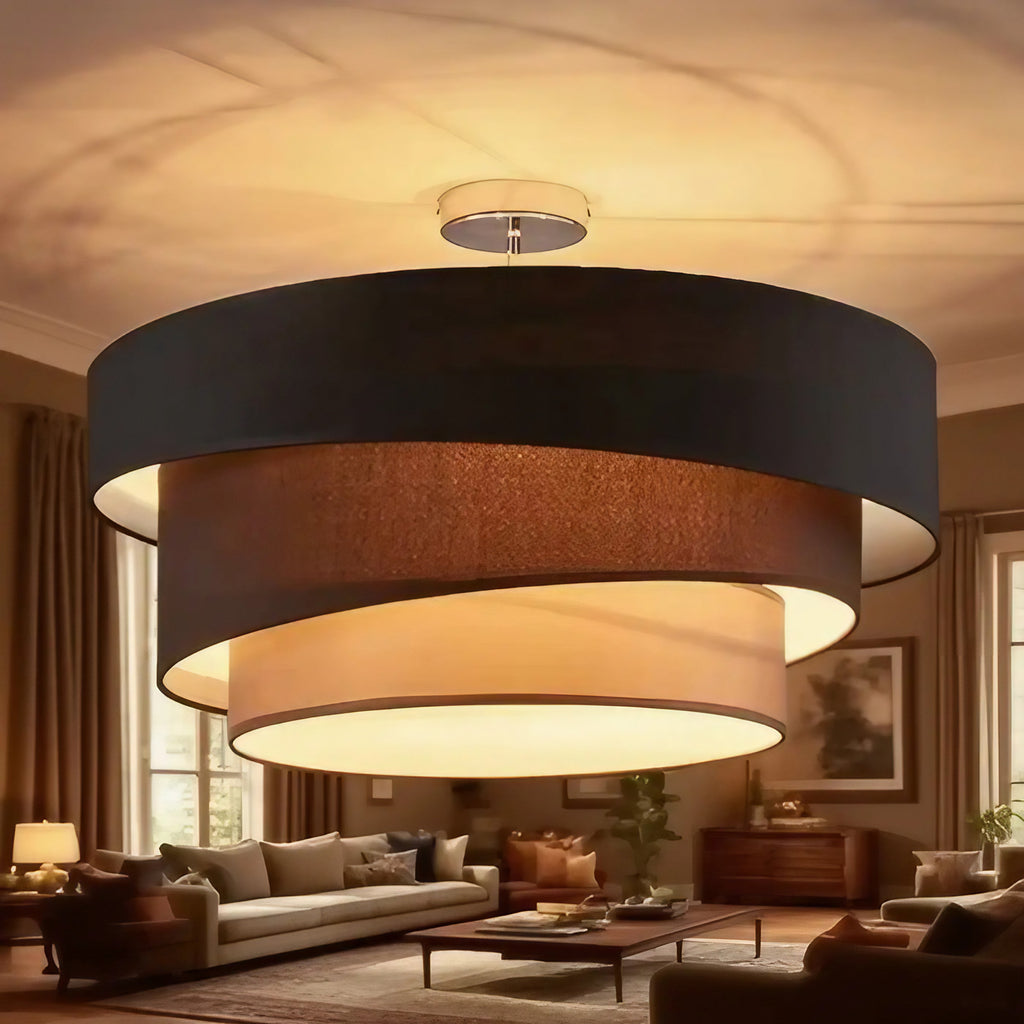 Plafonnier circulaire moderne, noir ou marron, trois teintes