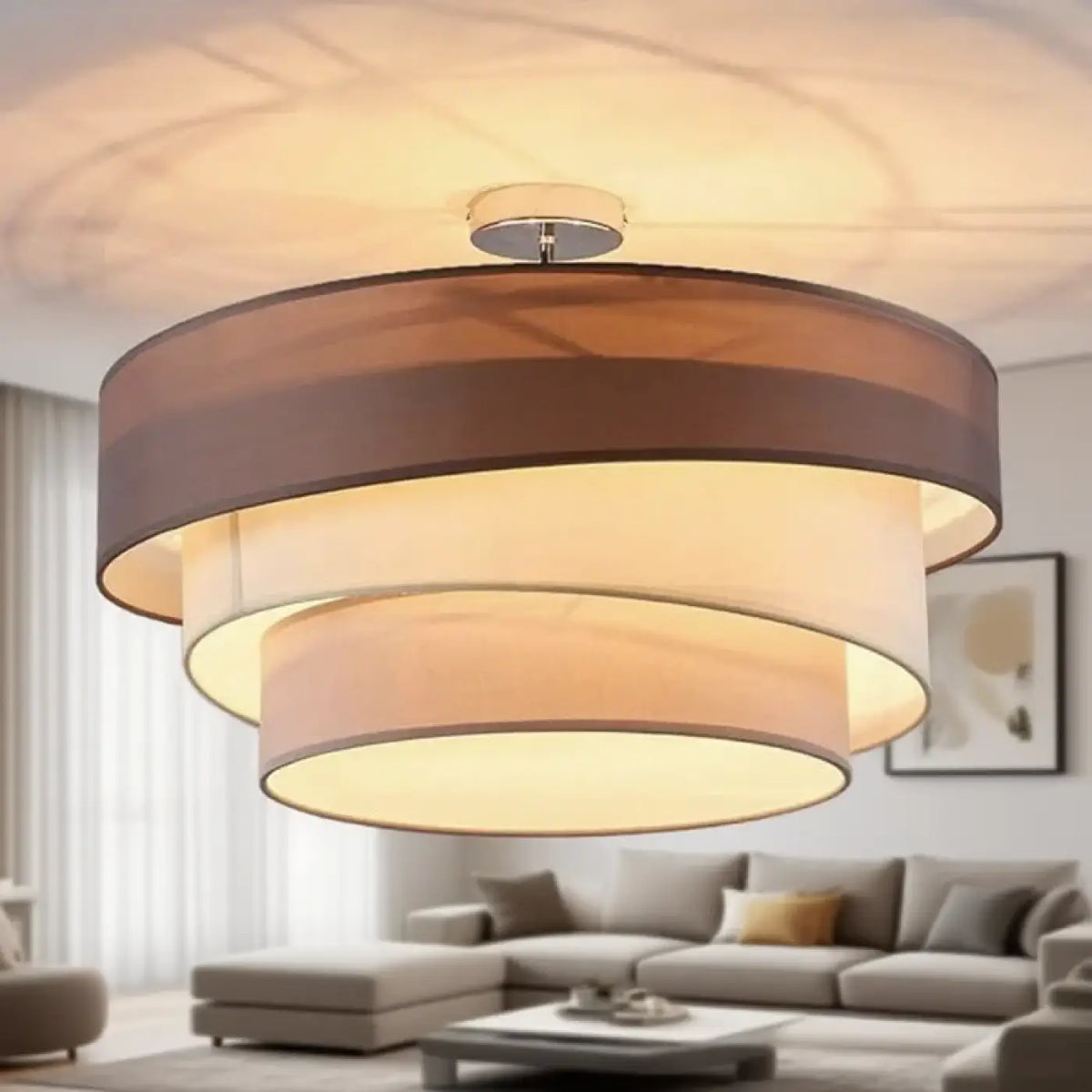 Plafonnier circulaire moderne, noir ou marron, trois teintes