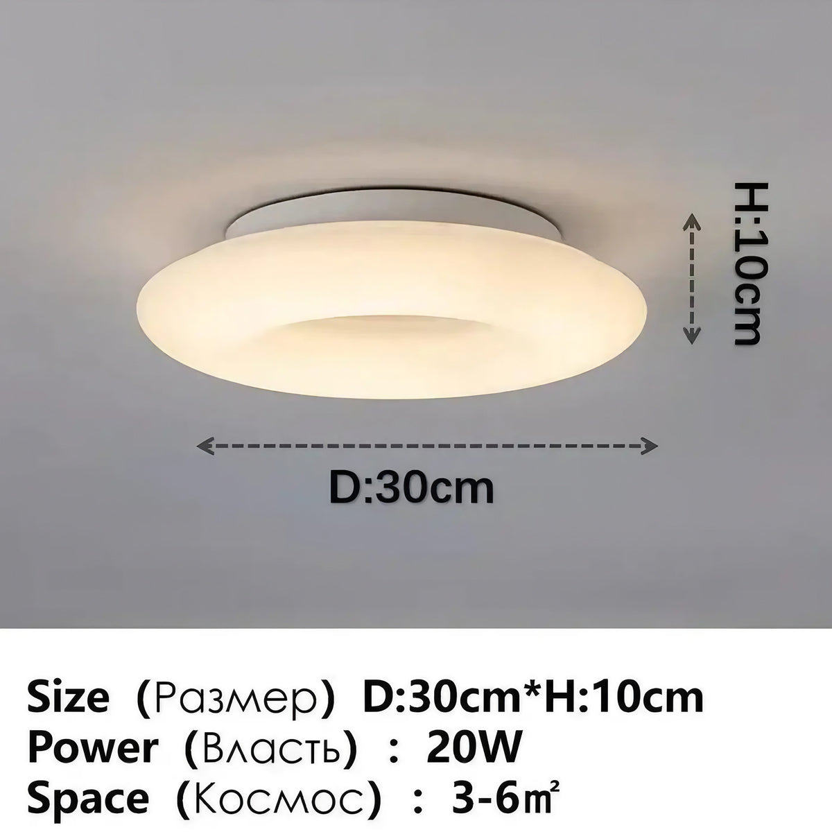 Plafonnier LED rond blanc, quatre tailles S à XL