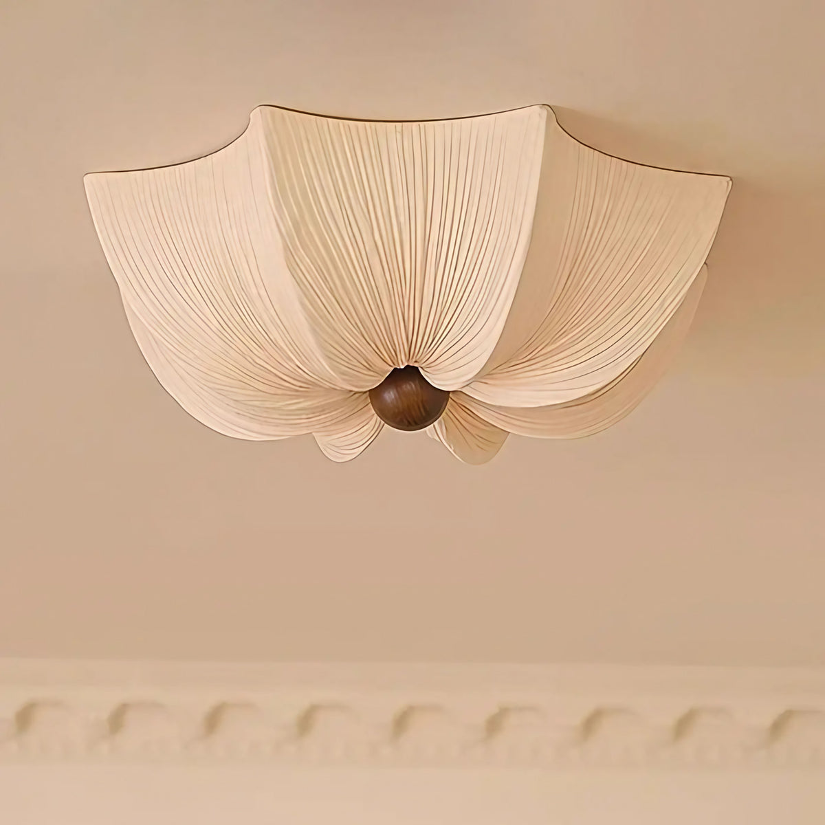 Plafonnier à abat-jour plissé en tissu crème, tailles S à L