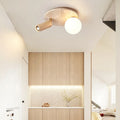 Plafonnier en pierre et bois, beige ou marron, beige