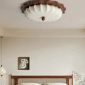 Plafonnier lanterne en bois et tissu, style vintage, trois tailles