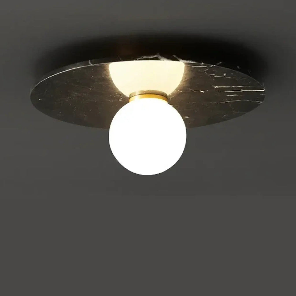 Plafonnier en pierre verte et verre opalin, tailles S et M