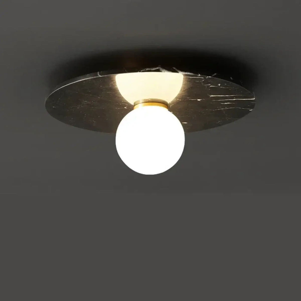 Plafonnier en pierre verte et verre opalin, tailles S et M