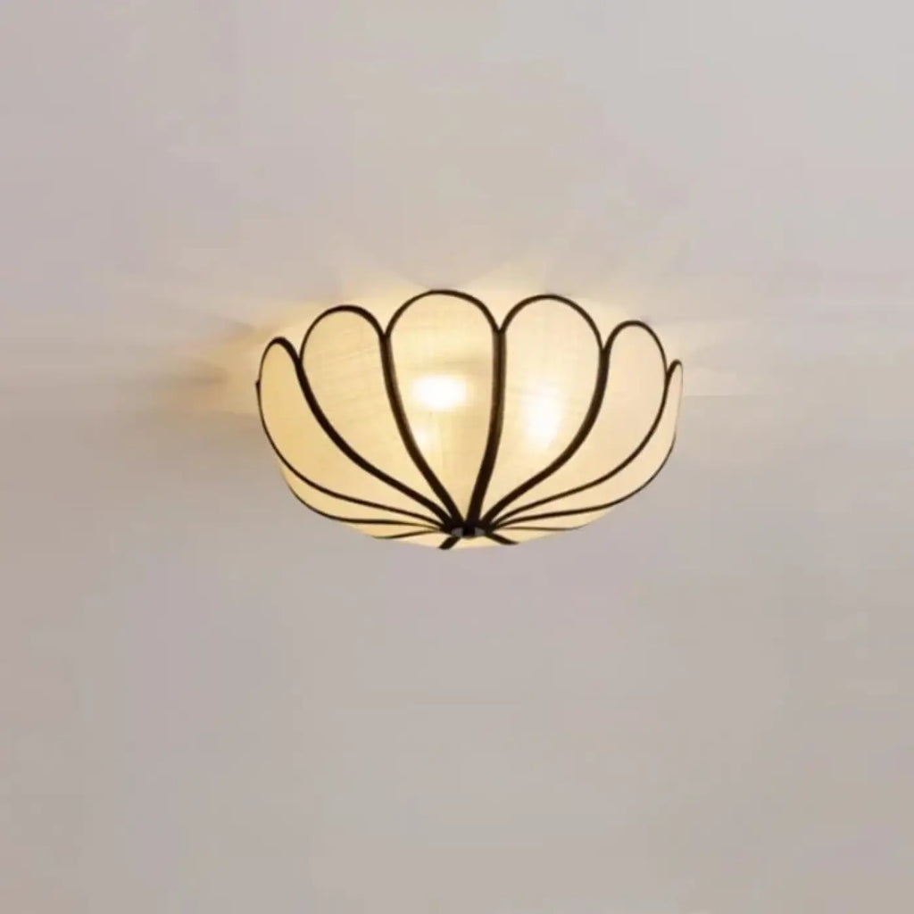 Plafonnier fleur à pétales en tissu beige, tailles S, M et L