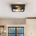 Plafonnier industriel carré en métal noir
