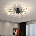 Plafonnier design à tubes lumineux rayonnants, noir ou doré, noir