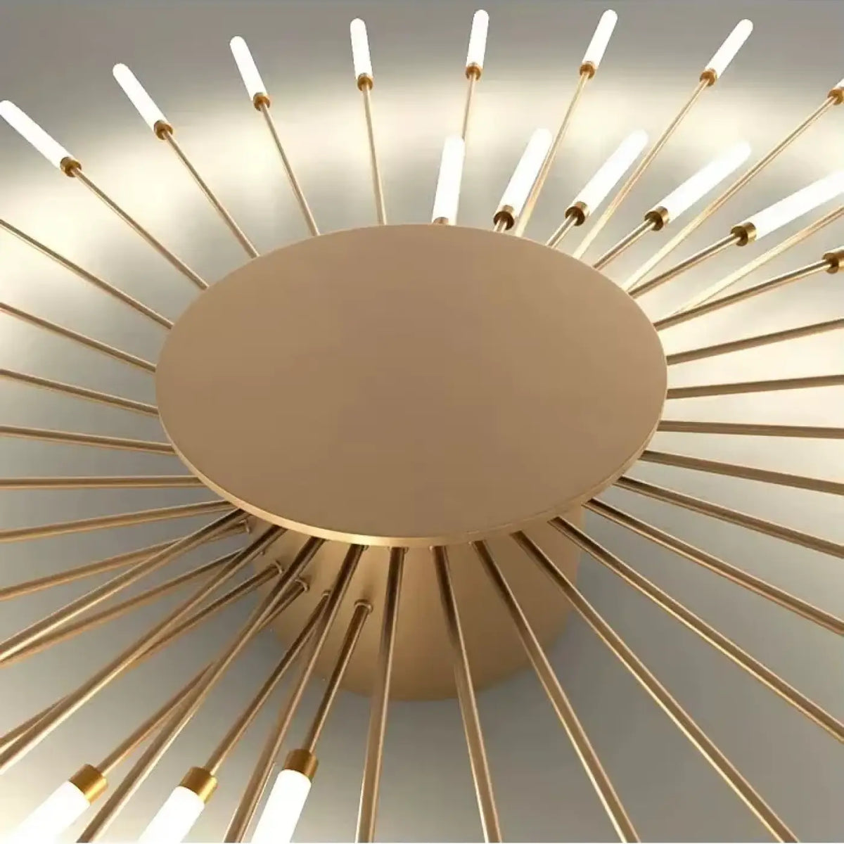 Plafonnier design à tubes lumineux rayonnants, noir ou doré