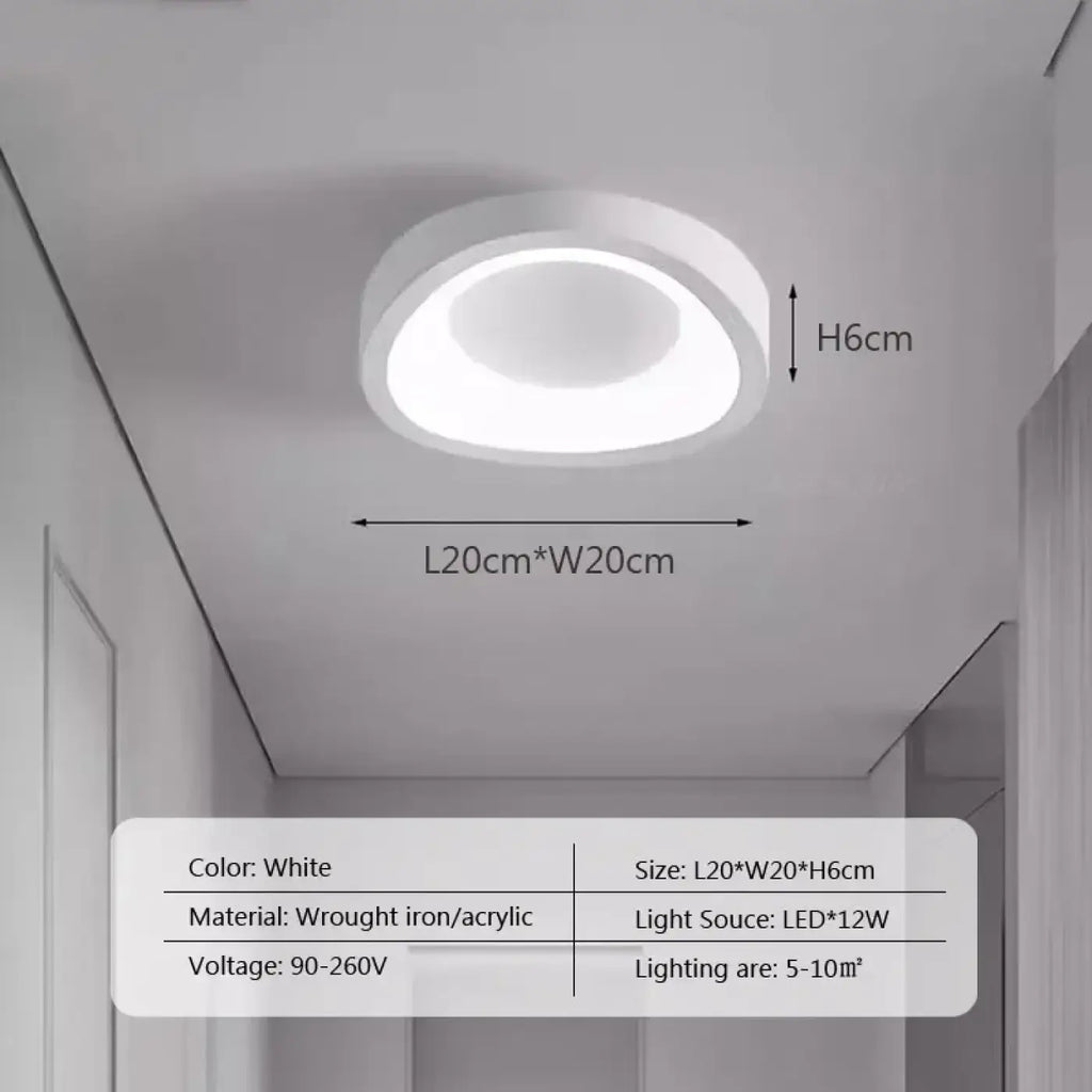 Plafonnier LED compact pour couloir, noir ou blanc
