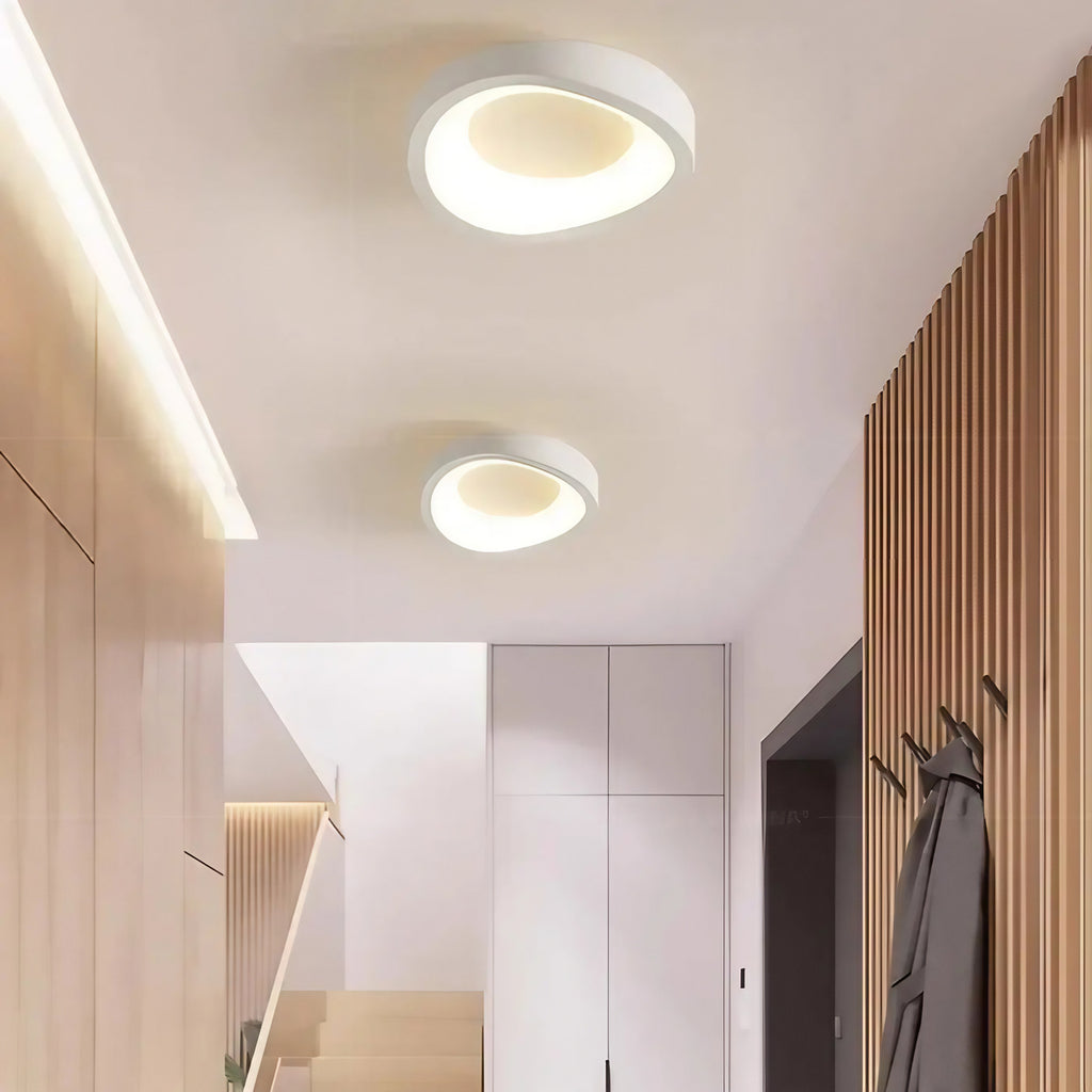 Plafonnier LED compact pour couloir, noir ou blanc, blanc