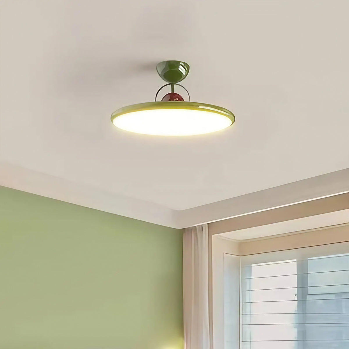 Plafonnier rond design, argenté, blanc ou vert, tailles S et M, vert