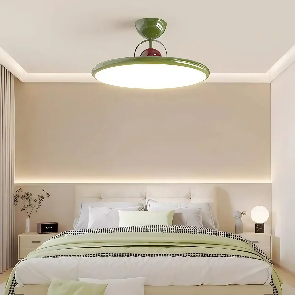 Plafonnier rond design, argenté, blanc ou vert, tailles S et M, vert