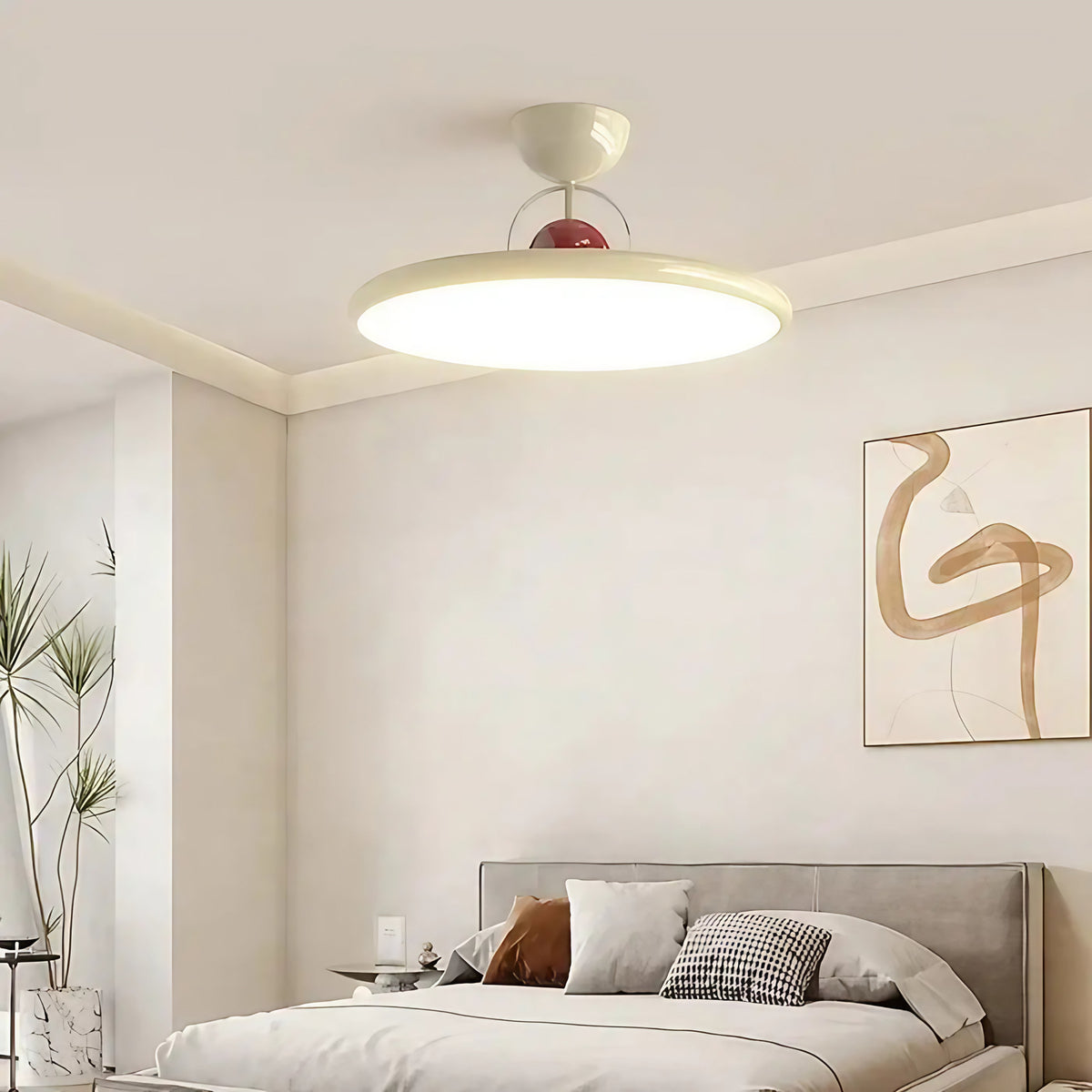 Plafonnier rond design, argenté, blanc ou vert, tailles S et M, blanc
